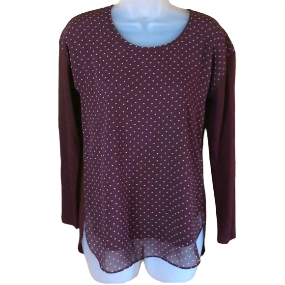 ANN TAYLOR MAROON LONG SLEEVE SHIRT - Picture 1 of 6